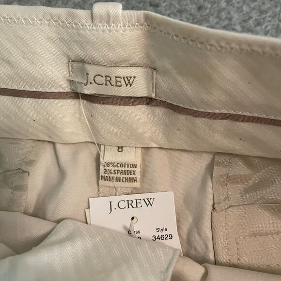J Crew Women Size 8 Cafe Capri Pants Tapered High Rise Zip Fly Natural Cream NWT - Picture 2 of 9
